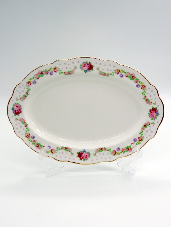 Porcelain 12" Roses Oval Plate (2 Pcs) With Gift Box